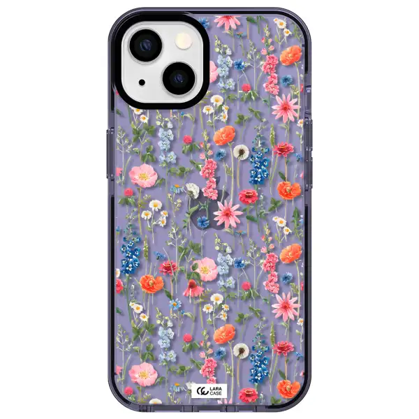 Green Blue Red Flowers Apple iPhone 13 impact Lilac Case