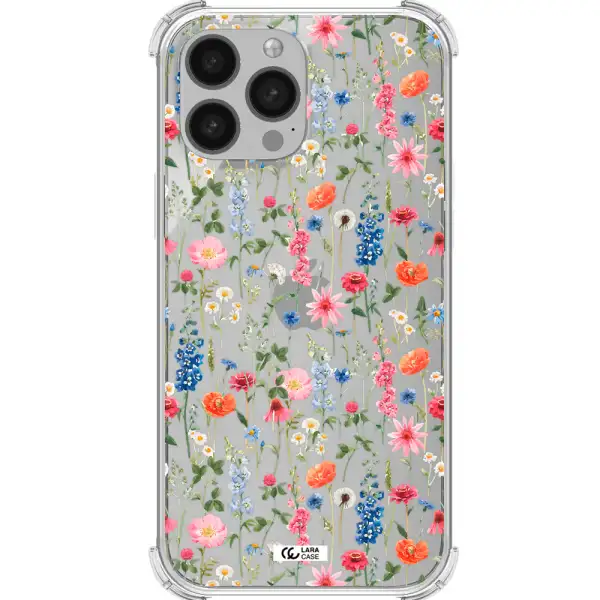 Green Blue Red Flowers Apple iPhone 13 Pro Clear PC Case