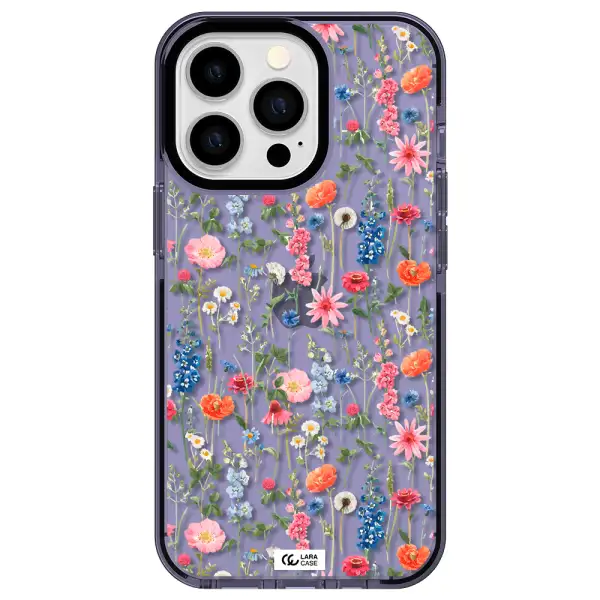 Green Blue Red Flowers Apple iPhone 13 Pro impact Lilac Case