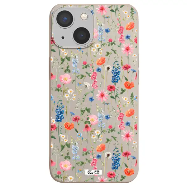 Green Blue Red Flowers Apple iPhone 13 Silicone Stone Case