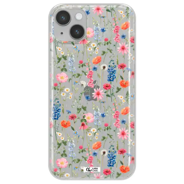 Green Blue Red Flowers Apple iPhone 14 Clear TPU Case
