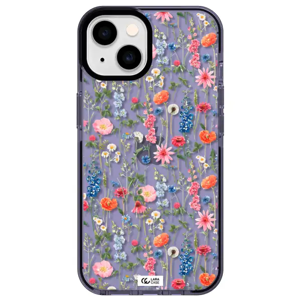 Green Blue Red Flowers Apple iPhone 14 impact Lilac Case
