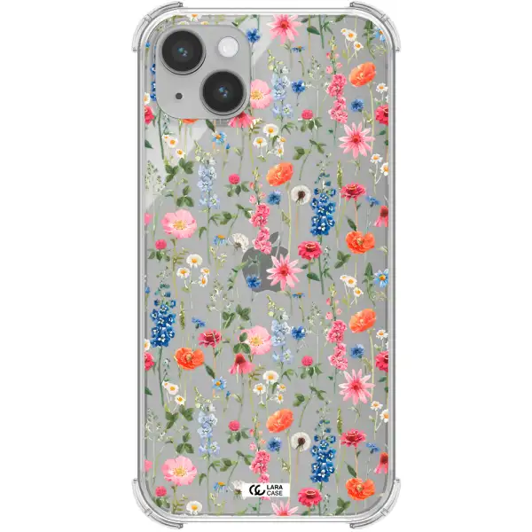 Green Blue Red Flowers Apple iPhone 14 plus Clear PC Case
