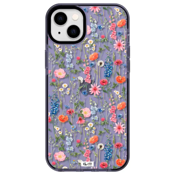 Green Blue Red Flowers Apple iPhone 14 plus impact Lilac Case