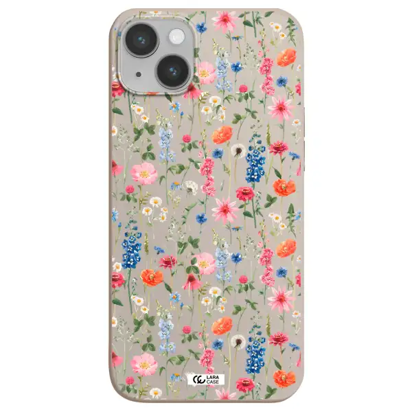 Green Blue Red Flowers Apple iPhone 14 plus Silicone Stone Case