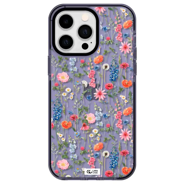 Green Blue Red Flowers Apple iPhone 15 Pro impact Lilac Case