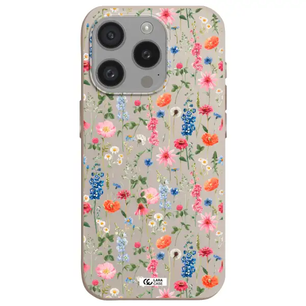 Green Blue Red Flowers Apple Iphone 15 Pro Silicone Stone Case