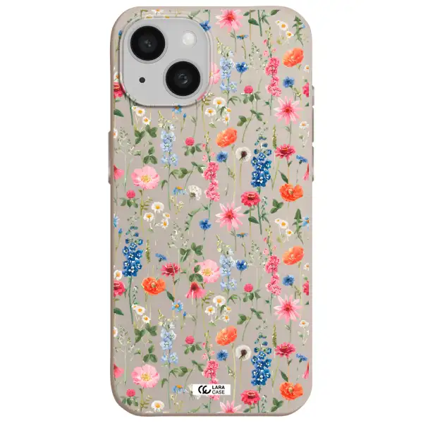 Green Blue Red Flowers Apple iPhone 15 Silicone Stone Case