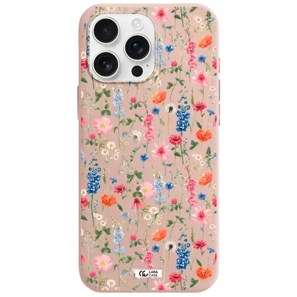 Green Blue Red Flowers Apple Iphone 16 Pro Max Silicone Pastel Pink Case