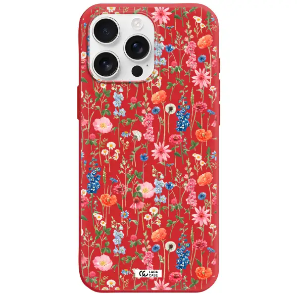 Green Blue Red Flowers Apple Iphone 16 Pro Max Silicone Stone Case