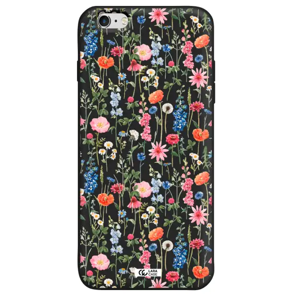 Green Blue Red Flowers Apple iPhone 6 plus Silicone black Case