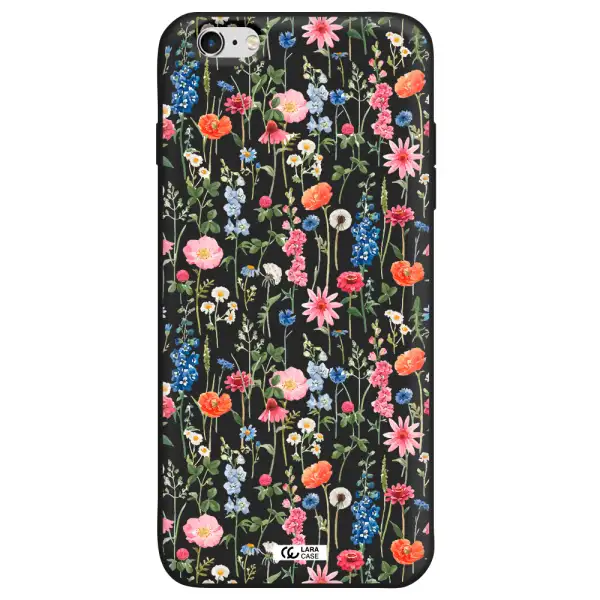 Green Blue Red Flowers Apple iPhone 6 s plus Silicone black Case