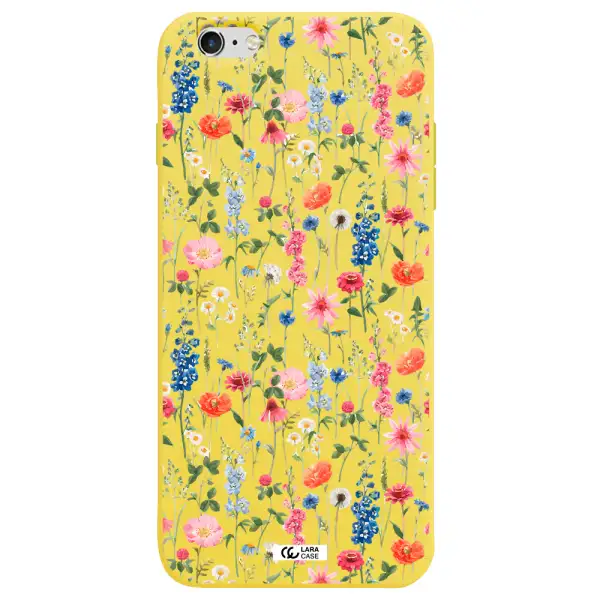 Green Blue Red Flowers Apple iPhone 6 s plus Silicone canary yellow Case