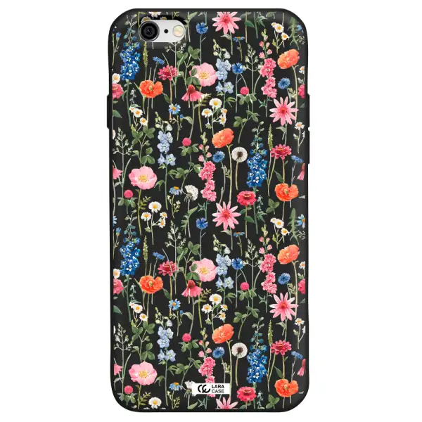 Green Blue Red Flowers Apple iPhone 6 Silicone black Case
