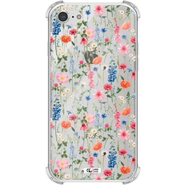 Green Blue Red Flowers Apple iPhone 7 Clear PC Case