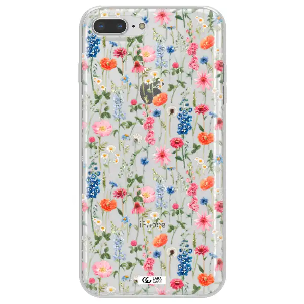 Green Blue Red Flowers Apple iPhone 7 plus Clear TPU Case