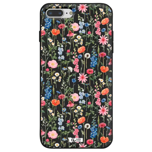 Green Blue Red Flowers Apple iPhone 7 plus Silicone black Case