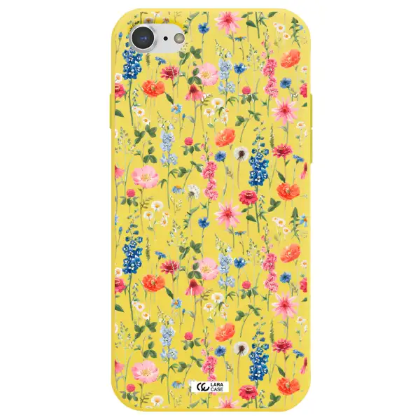 Green Blue Red Flowers Apple iPhone 7 Silicone canary yellow Case