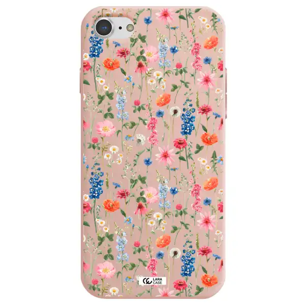 Green Blue Red Flowers Apple iPhone 7 Silicone pastel pink Case
