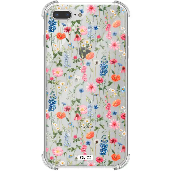 Green Blue Red Flowers Apple iPhone 8 plus Clear PC Case