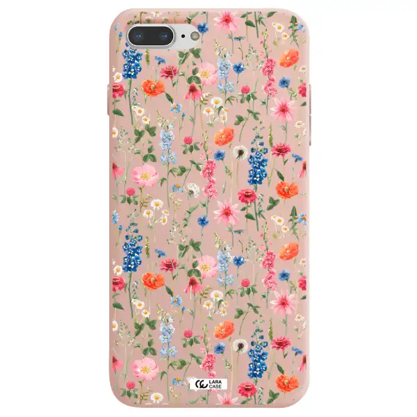 Green Blue Red Flowers Apple iPhone 8 plus Silicone pastel pink Case