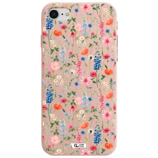 Green Blue Red Flowers Apple iPhone se 2020 Silicone pastel pink Case