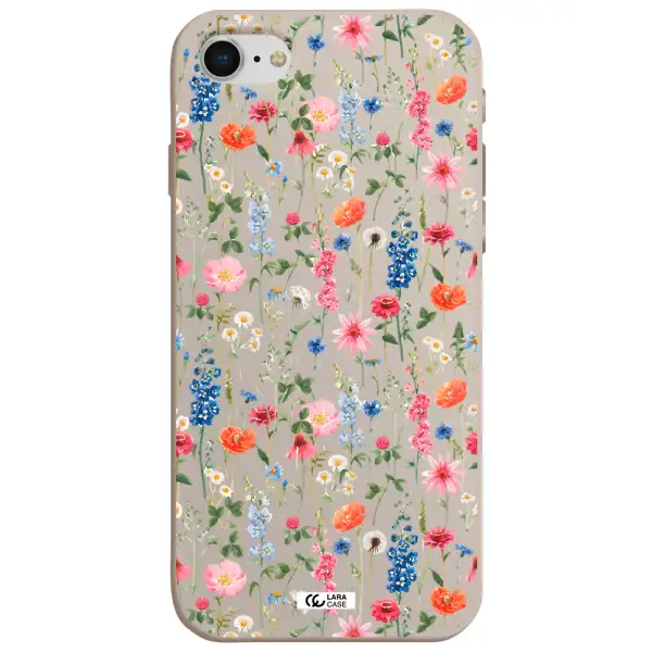 Green Blue Red Flowers Apple iPhone se 2020 Silicone Stone Case