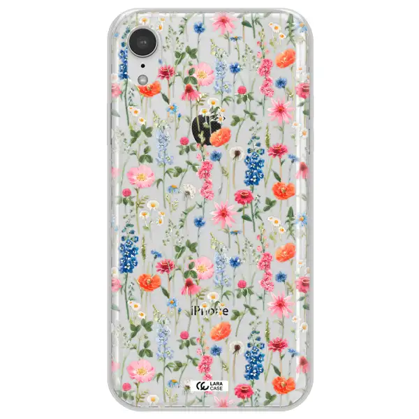 Green Blue Red Flowers Apple iPhone XR Clear TPU Case