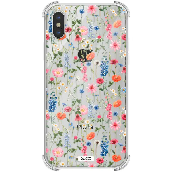 Green Blue Red Flowers Apple iPhone XS max Clear PC Case