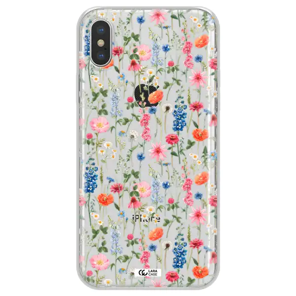 Green Blue Red Flowers Apple iPhone XS max Clear TPU Case
