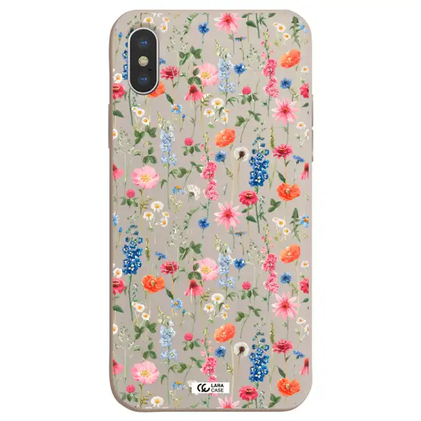 Green Blue Red Flowers Apple iPhone XS Silicone Stone Case