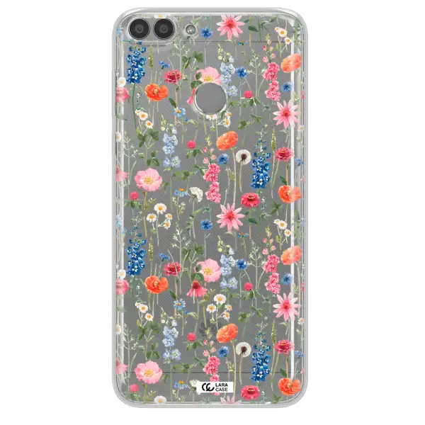 Green Blue Red Flowers Huawei P Smart 2017 Clear TPU Case