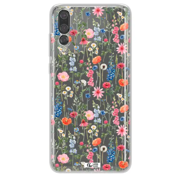 Green Blue Red Flowers Huawei P20 Pro Clear TPU Case