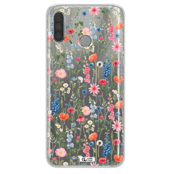 Green Blue Red Flowers Huawei P30 Lite Clear TPU Case