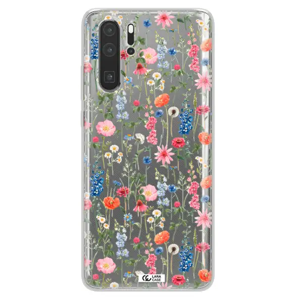 Green Blue Red Flowers Huawei P30 Pro Clear TPU Case