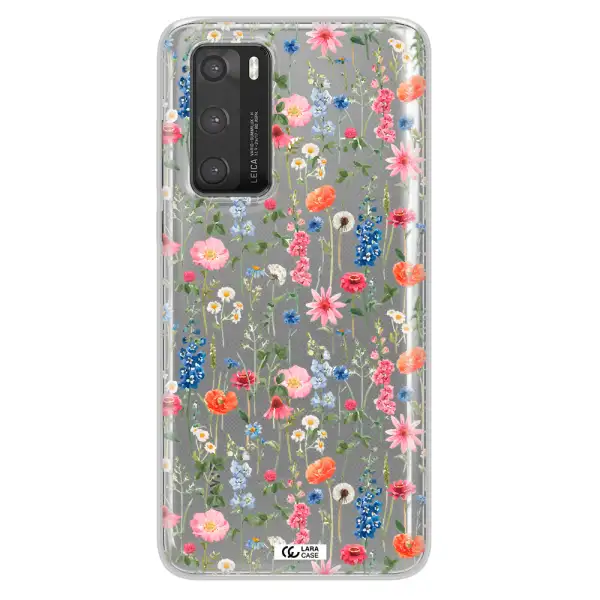Green Blue Red Flowers Huawei P40 Clear TPU Case
