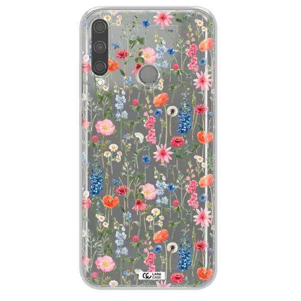 Green Blue Red Flowers Huawei P40 Lite E Clear TPU Case