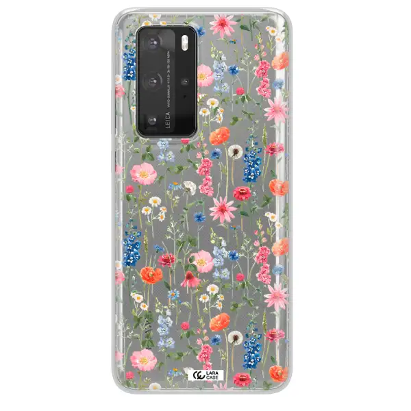 Green Blue Red Flowers Huawei P40 Pro Clear TPU Case