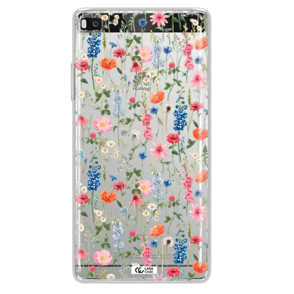 Green Blue Red Flowers Huawei P8 Clear TPU Case