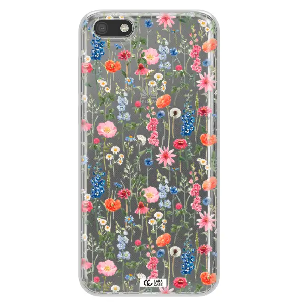Green Blue Red Flowers Huawei Y5 2018 Clear TPU Case