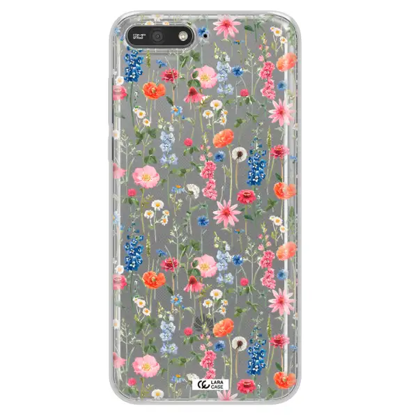 Green Blue Red Flowers Huawei Y6 2018 Clear TPU Case