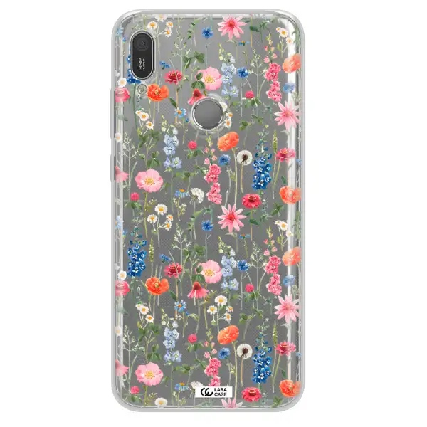 Green Blue Red Flowers Huawei Y6 2019 Clear TPU Case
