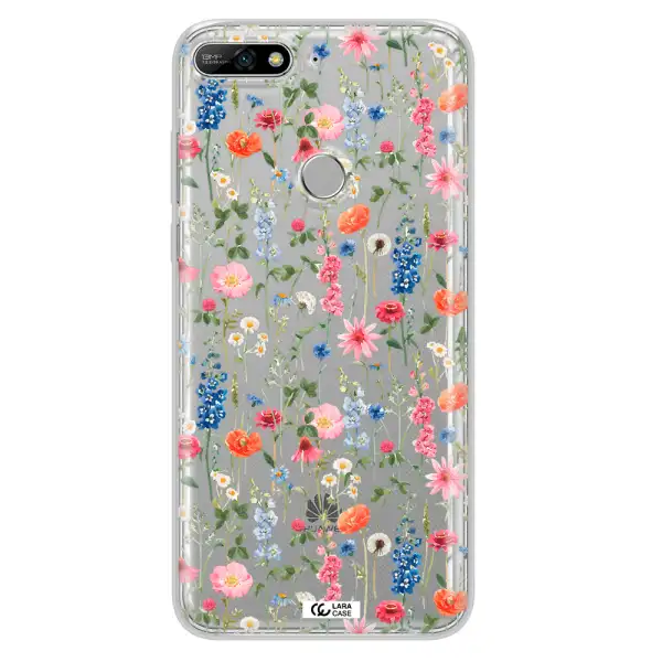 Green Blue Red Flowers Huawei Y7 2018 Clear TPU Case