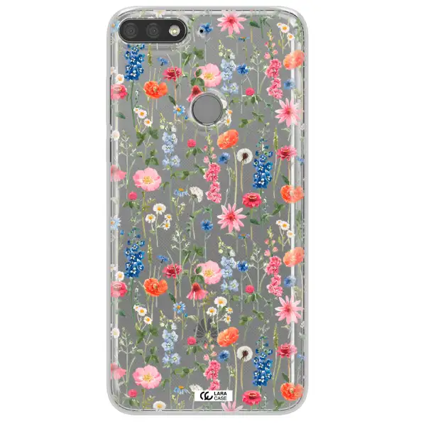 Green Blue Red Flowers Huawei Y7 Prime 2018 Clear TPU Case