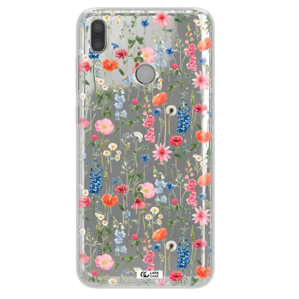 Green Blue Red Flowers Huawei Y9 2019 Clear TPU Case