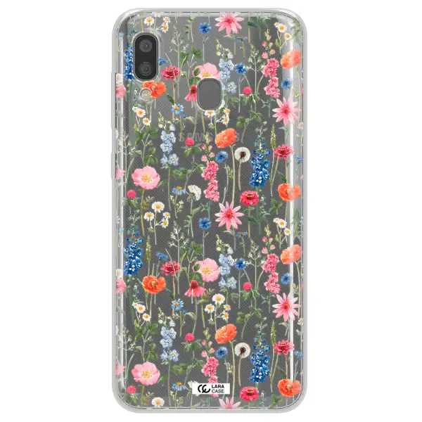 Green Blue Red Flowers Samsung A20 Clear TPU Case