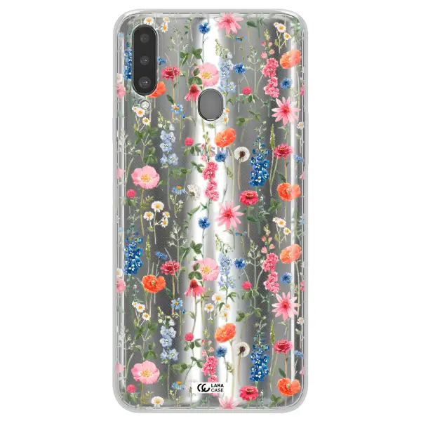 Green Blue Red Flowers Samsung A20S Clear TPU Case