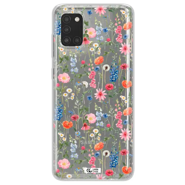 Green Blue Red Flowers Samsung A31 Clear TPU Case