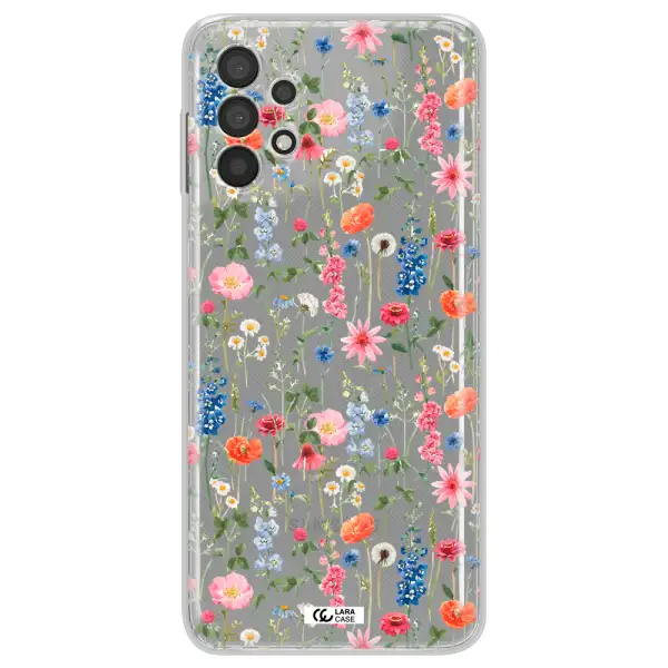 Green Blue Red Flowers Samsung A32 Clear TPU Case