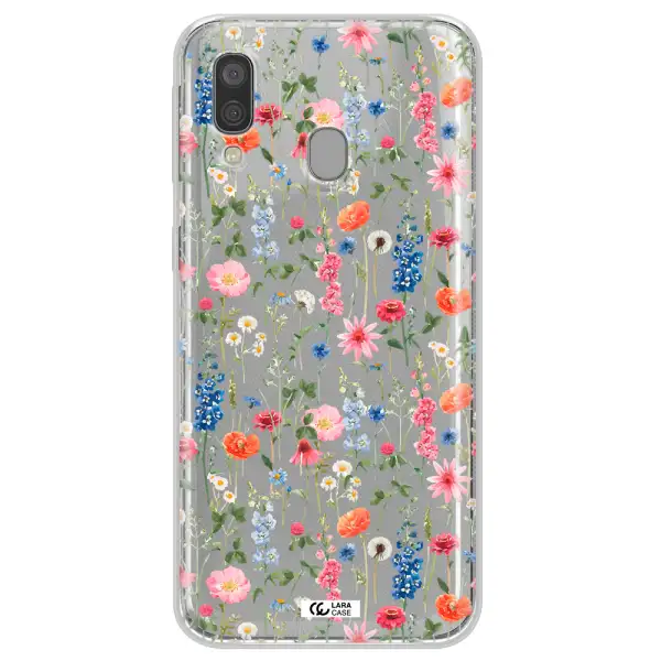 Green Blue Red Flowers Samsung A40 Clear TPU Case